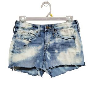 Mossimo High Rise Midi Cut-Off Shorts Size 0 / 25 Womens Denim Jean‎ Bleached